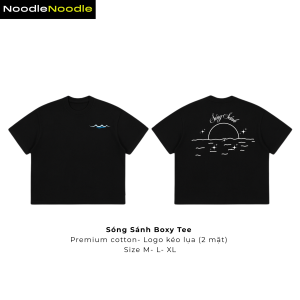 NoodleNoodle – Áo Phông Đen Unisex Sóng Sánh - Hình ảnh 3