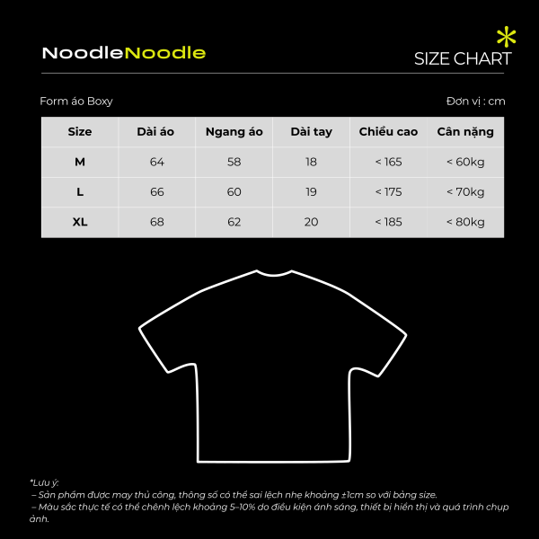 NoodleNoodle – Áo Phông Đen Unisex Sóng Sánh - Hình ảnh 4