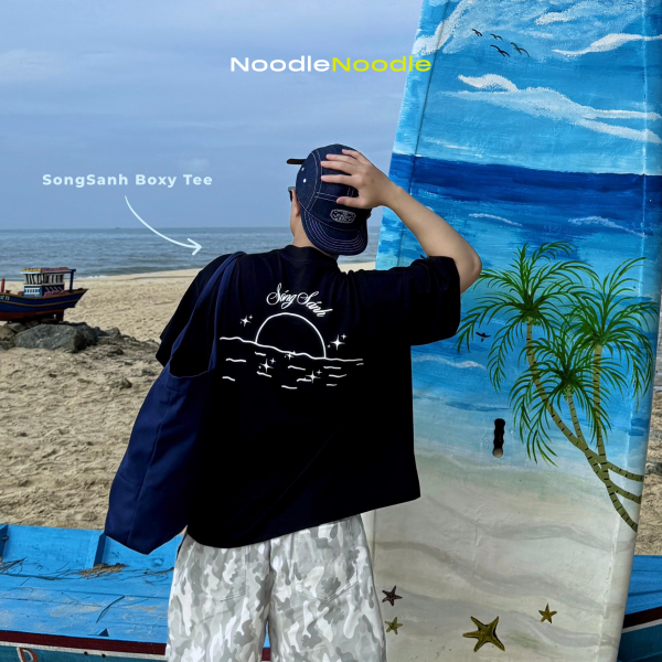 NoodleNoodle – Áo Phông Đen Unisex Sóng Sánh - Hình ảnh 7