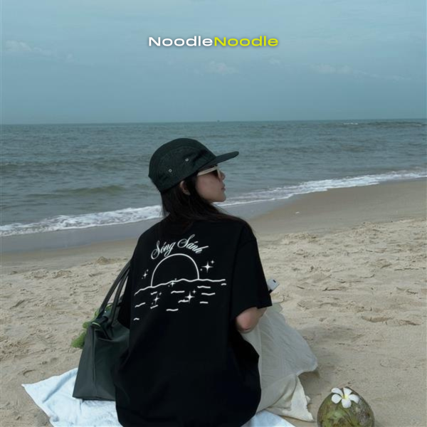 NoodleNoodle – Áo Phông Đen Unisex Sóng Sánh - Hình ảnh 6