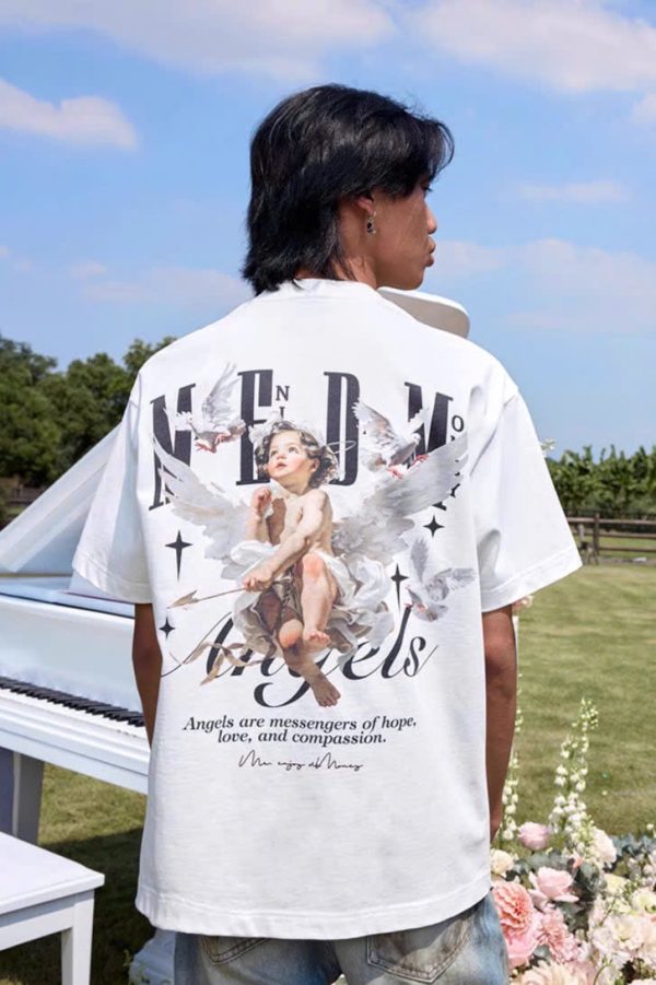 MedreaM - Áo phông trắng ANGEL ART Unisex - Hình ảnh 3