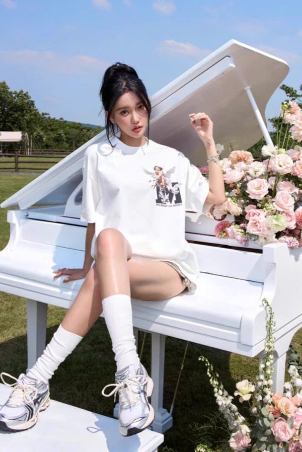 MedreaM - Áo phông trắng ANGEL ART Unisex - Hình ảnh 4
