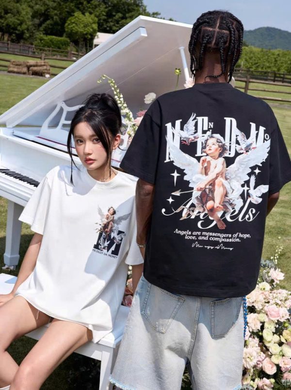 MedreaM - Áo phông trắng ANGEL ART Unisex - Hình ảnh 8