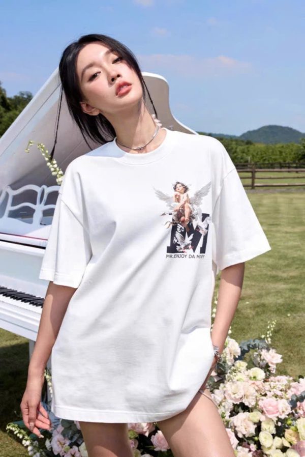 MedreaM - Áo phông trắng ANGEL ART Unisex - Hình ảnh 5