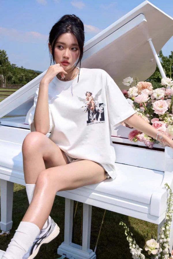 MedreaM - Áo phông trắng ANGEL ART Unisex - Hình ảnh 6