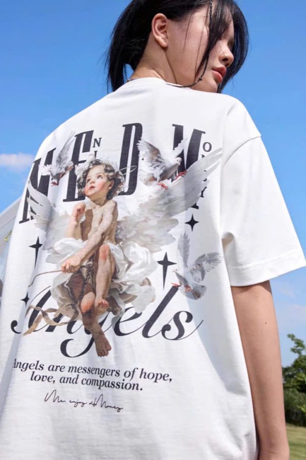 MedreaM - Áo phông trắng ANGEL ART Unisex - Hình ảnh 7