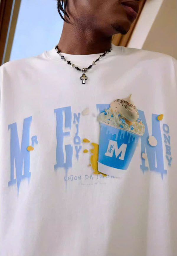 MedreaM - Áo phông trắng BLUE CREAM Unisex - Hình ảnh 3